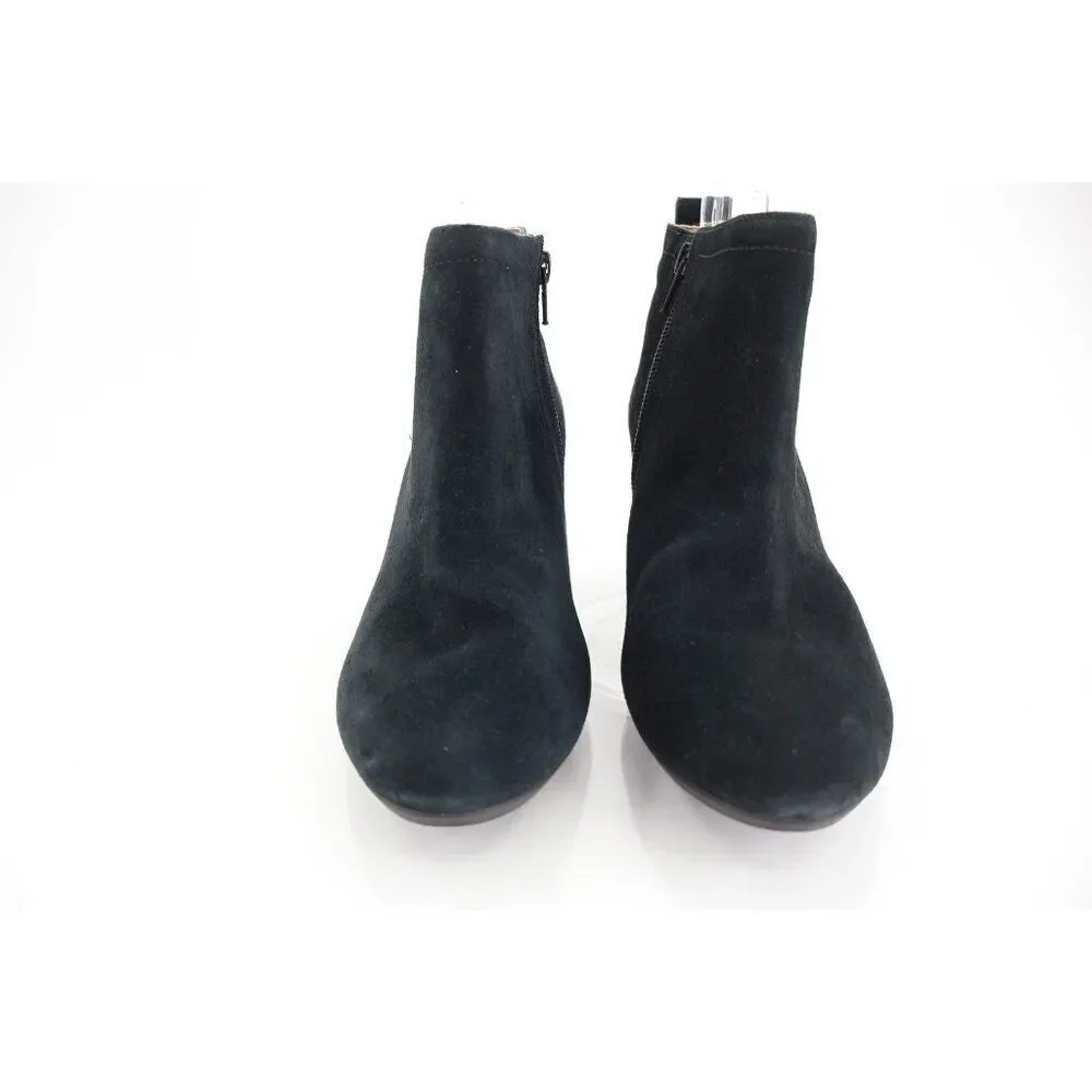 Vionic Women's Paloma Boot Size 7.5 Wedge Bootie Black Suede Comfy Side Zip